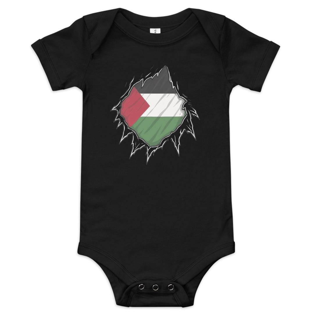 Palestine Hero - Baby Short Sleeve One Piece, Black