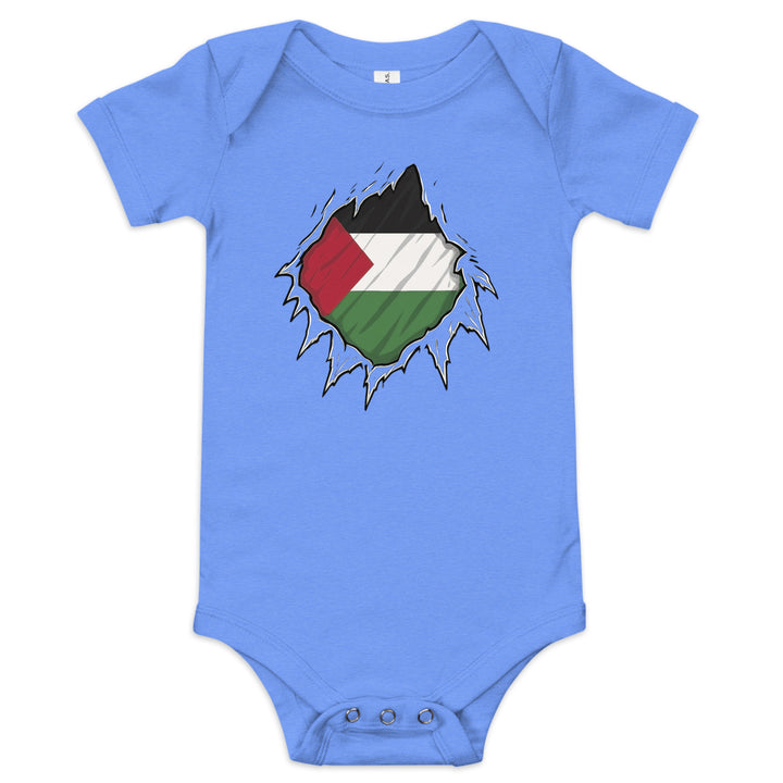 Palestine Hero - Baby Short Sleeve One Piece, Heather Columbia Blue