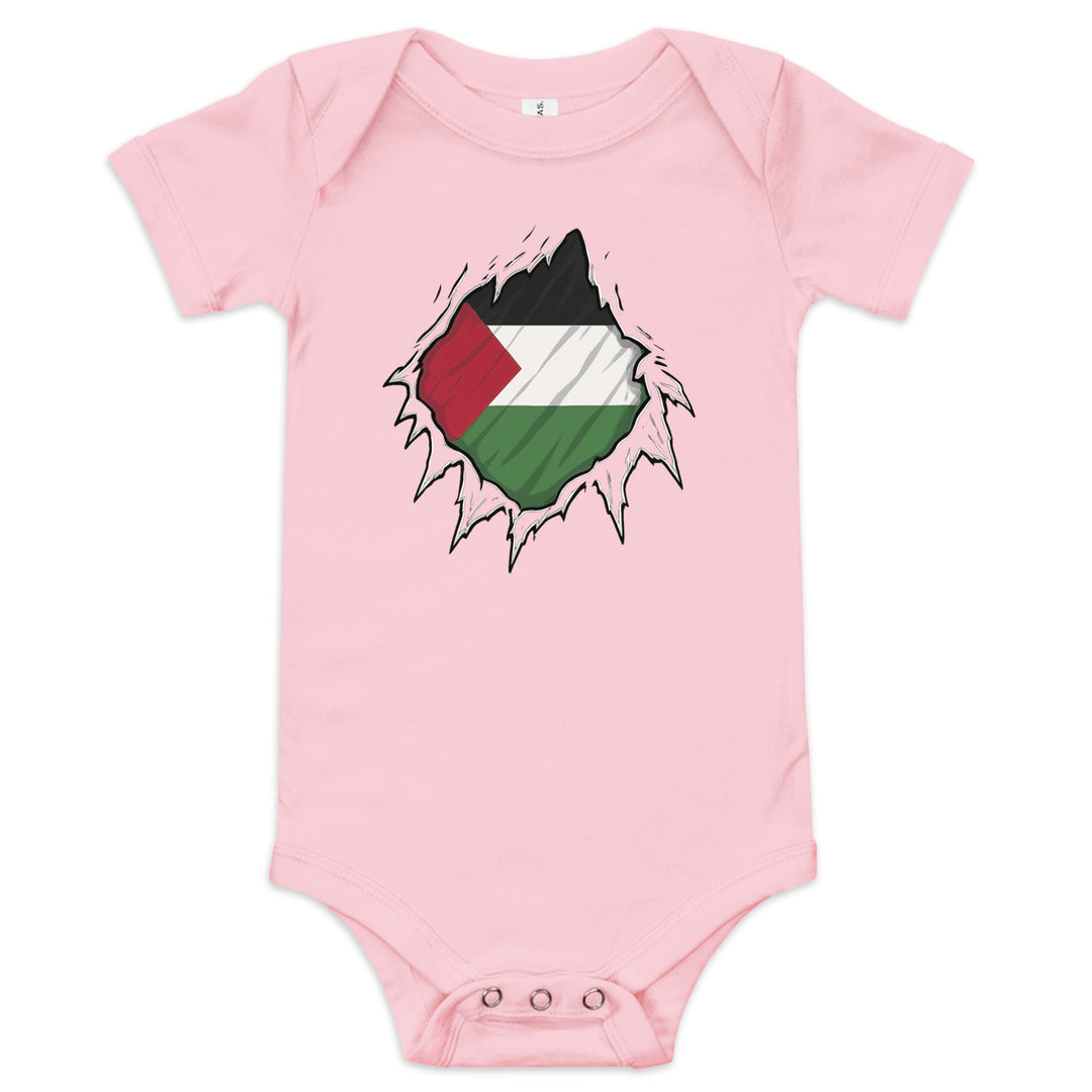 Palestine Hero - Baby Short Sleeve One Piece, Pink