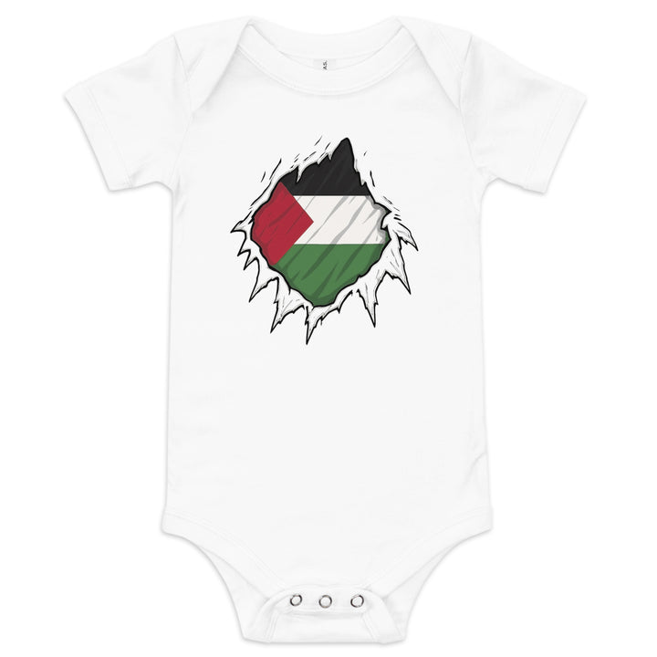 Palestine Hero - Baby Short Sleeve One Piece, White