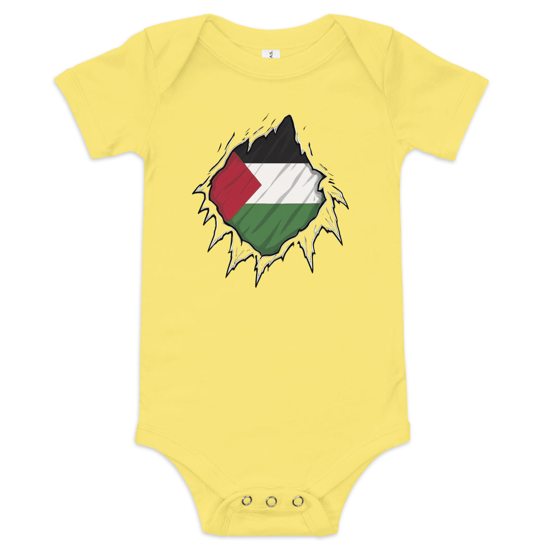 Palestine Hero - Baby Short Sleeve One Piece, Yellow