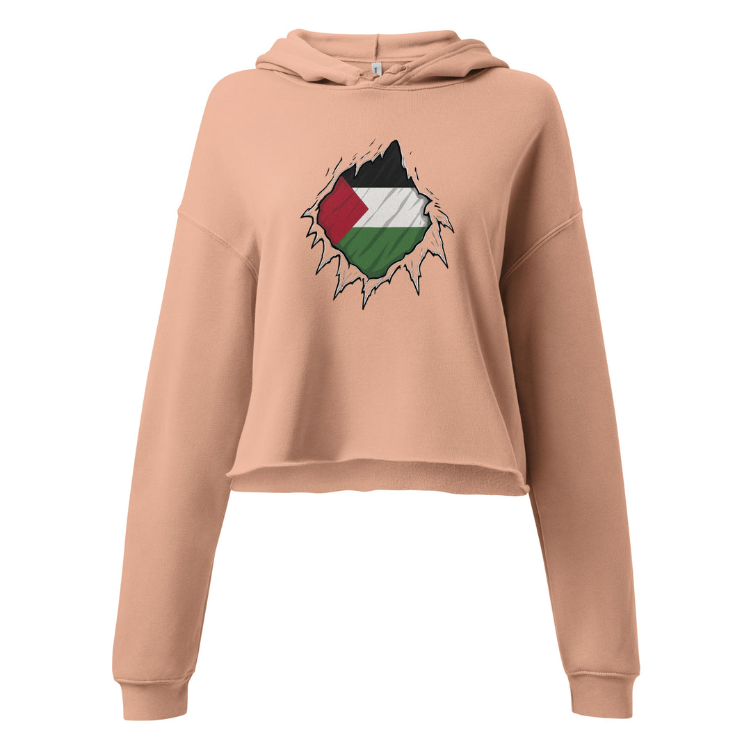 Palestine Hero - Crop Hoodie, Womens Cropped Hoodie Peach
