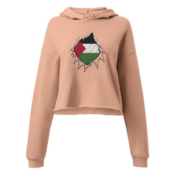 Palestine Hero - Crop Hoodie, Womens Cropped Hoodie Peach