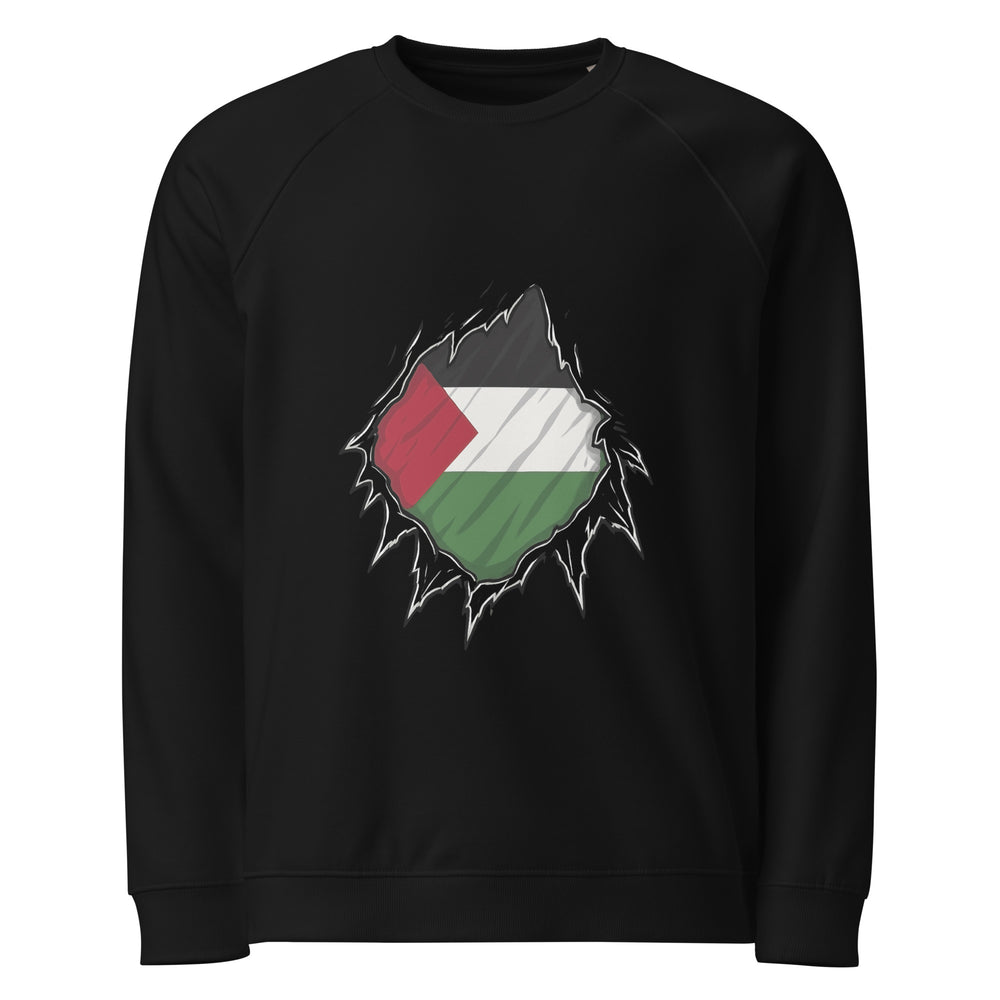 Palestine Hero - Men Organic Raglan Sweatshirt, Black