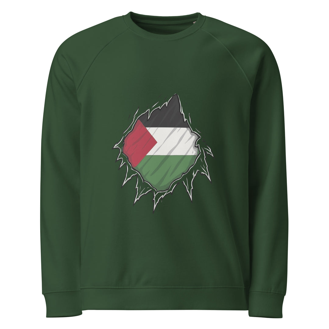 Palestine Hero - Men Organic Raglan Sweatshirt, Green