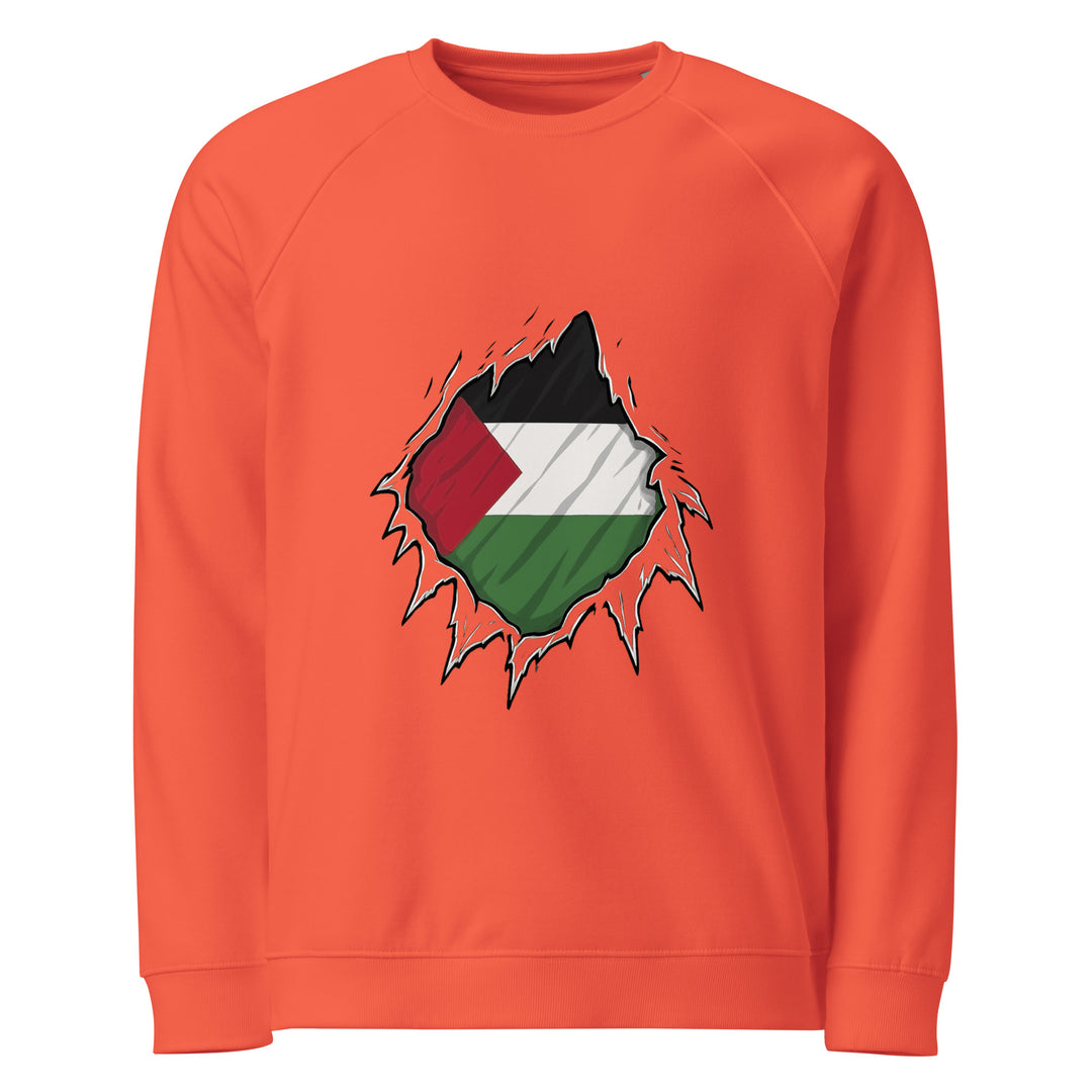 Palestine Hero - Men Organic Raglan Sweatshirt, Burnt Orange