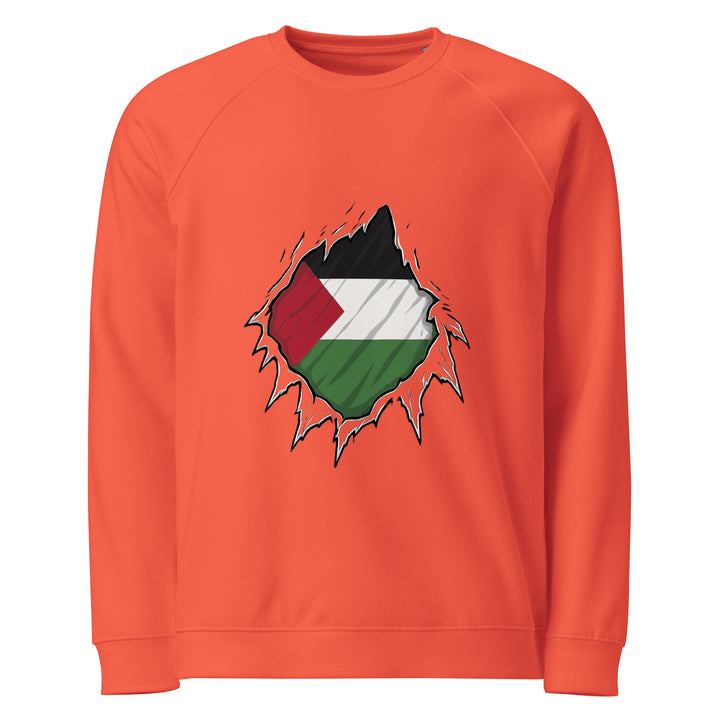 Palestine Hero - Men Organic Raglan Sweatshirt, Burnt Orange