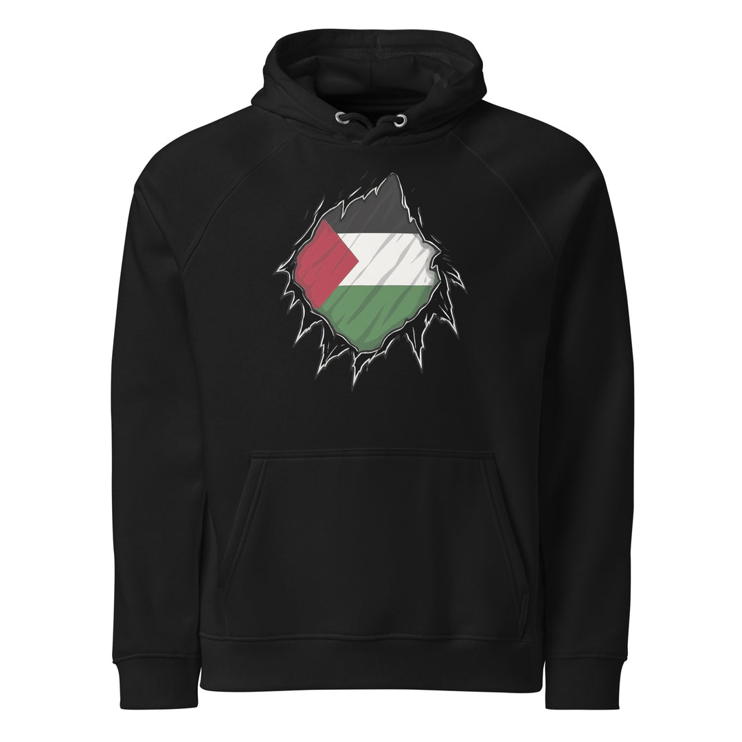 Palestine Hero - Men’s Eco Raglan Hoodie, Eco Raglan Hoodie Black