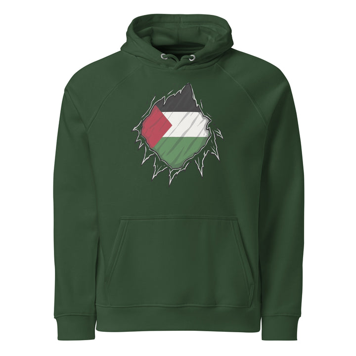 Palestine Hero - Men’s Eco Raglan Hoodie, Eco Raglan Hoodie Bottle Green