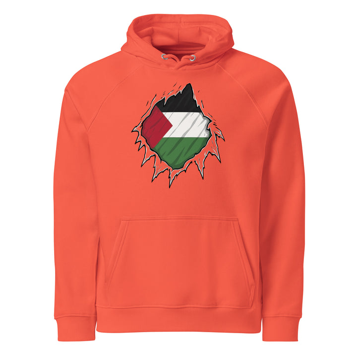 Palestine Hero - Men’s Eco Raglan Hoodie, Eco Raglan Hoodie Burnt Orange