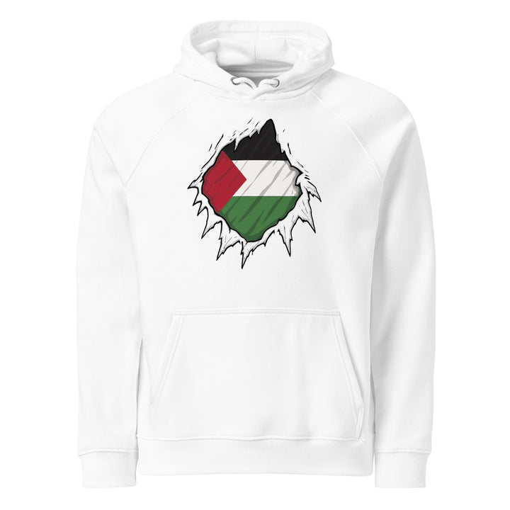 Palestine Hero - Men’s Eco Raglan Hoodie, Eco Raglan Hoodie White