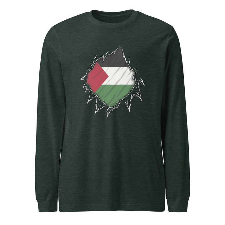 Palestine Hero - Men’s Long Sleeve Tee, Heather Forest
