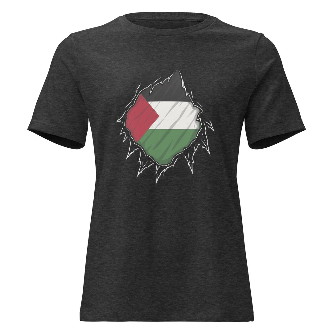 Palestine Hero - Women’s Relaxed T-Shirt, Womens Relaxed T Shirt Dark Grey Heather