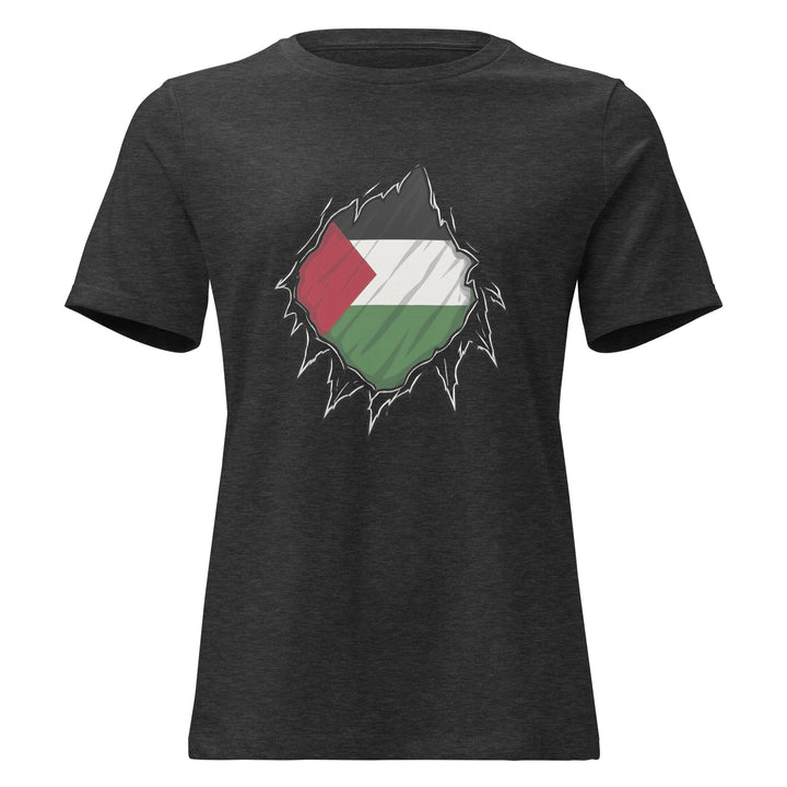 Palestine Hero - Women’s Relaxed T-Shirt, Womens Relaxed T Shirt Dark Grey Heather