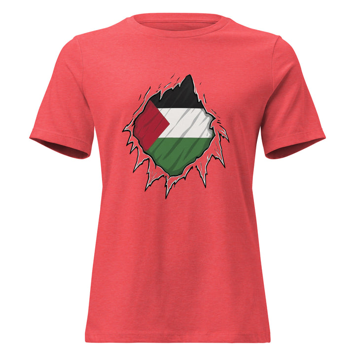 Palestine Hero - Women’s Relaxed T-Shirt, Womens Relaxed T Shirt Heather Red