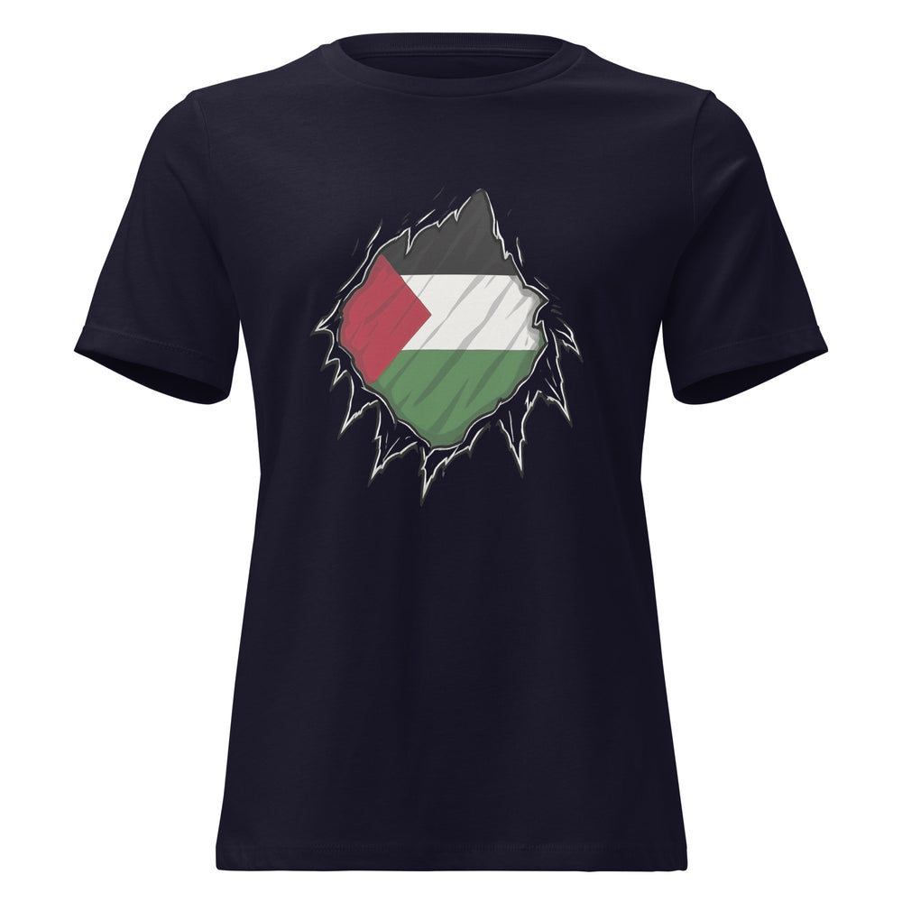 Palestine Hero - Women’s Relaxed T-Shirt, Womens Relaxed T Shirt Navy