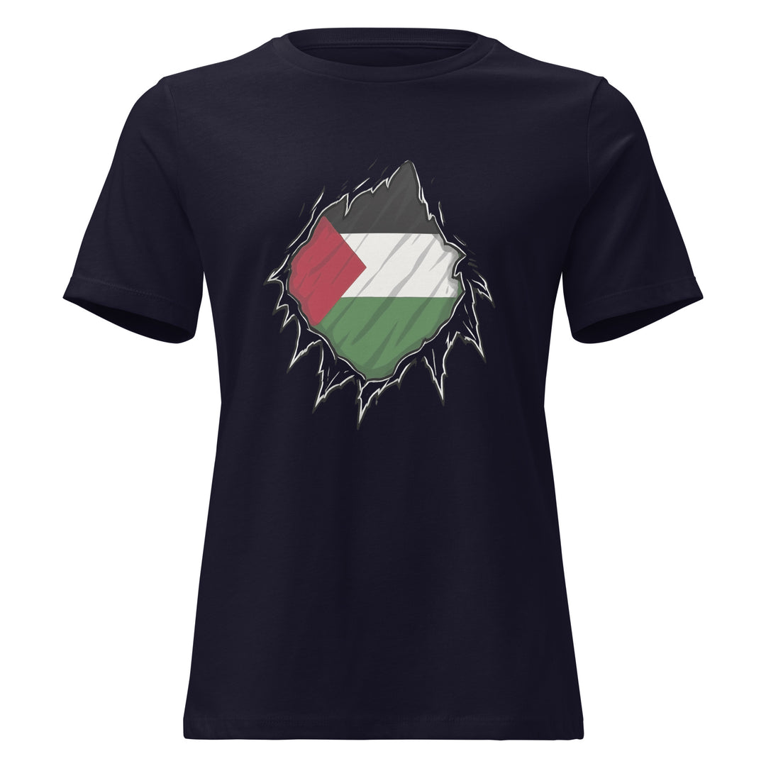 Palestine Hero - Women’s Relaxed T-Shirt, Womens Relaxed T Shirt Navy