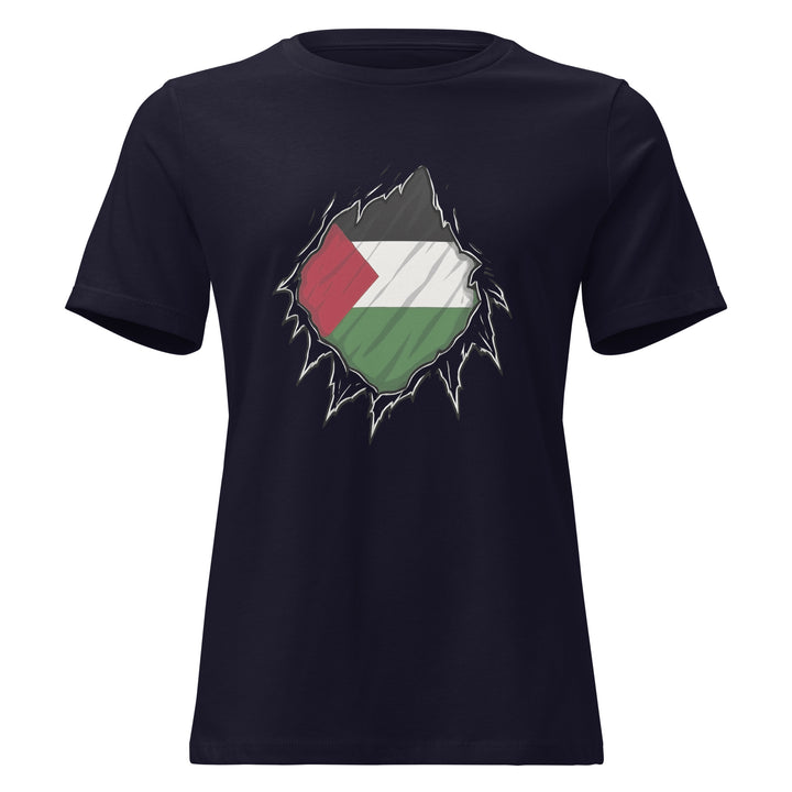 Palestine Hero - Women’s Relaxed T-Shirt, Womens Relaxed T Shirt Navy