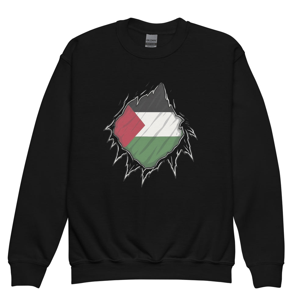 Palestine Hero - Youth Crewneck Sweatshirt, Black