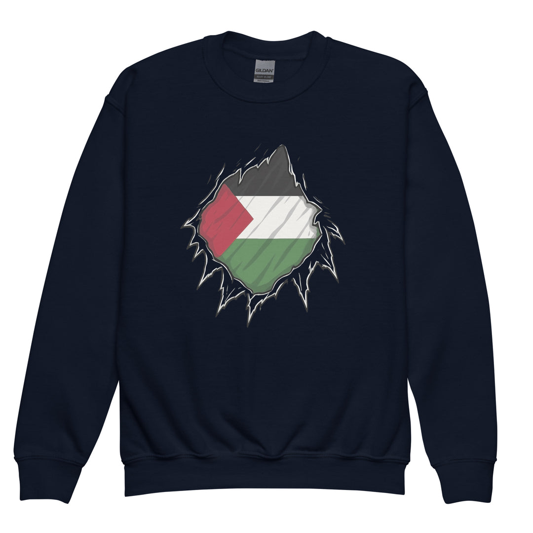 Palestine Hero - Youth Crewneck Sweatshirt, Navy
