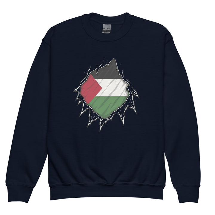 Palestine Hero - Youth Crewneck Sweatshirt, Navy