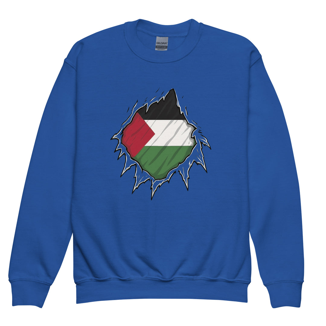 Palestine Hero - Youth Crewneck Sweatshirt, Royal