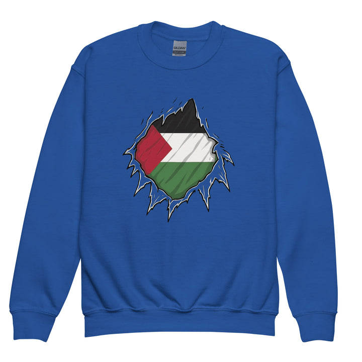 Palestine Hero - Youth Crewneck Sweatshirt, Royal