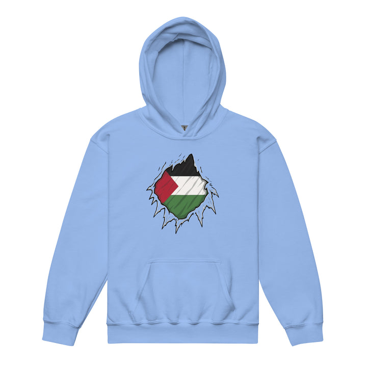 Palestine Hero - Youth heavy blend hoodie, Carolina Blue