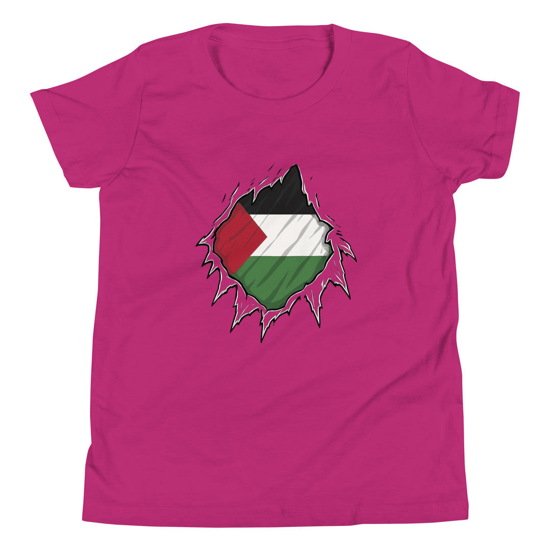 Palestine Hero - Youth Short Sleeve T-Shirt, Berry