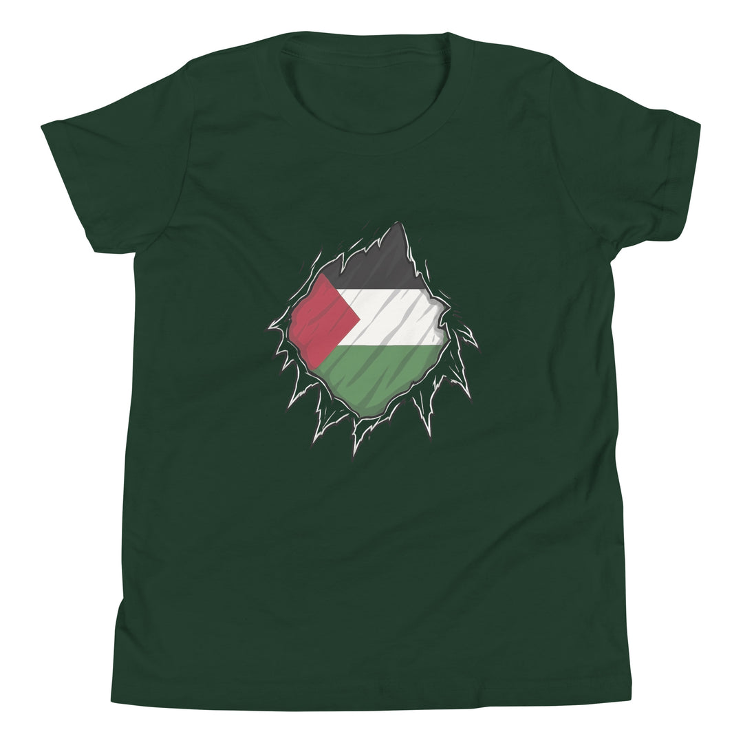 Palestine Hero - Youth Short Sleeve T-Shirt, Forest