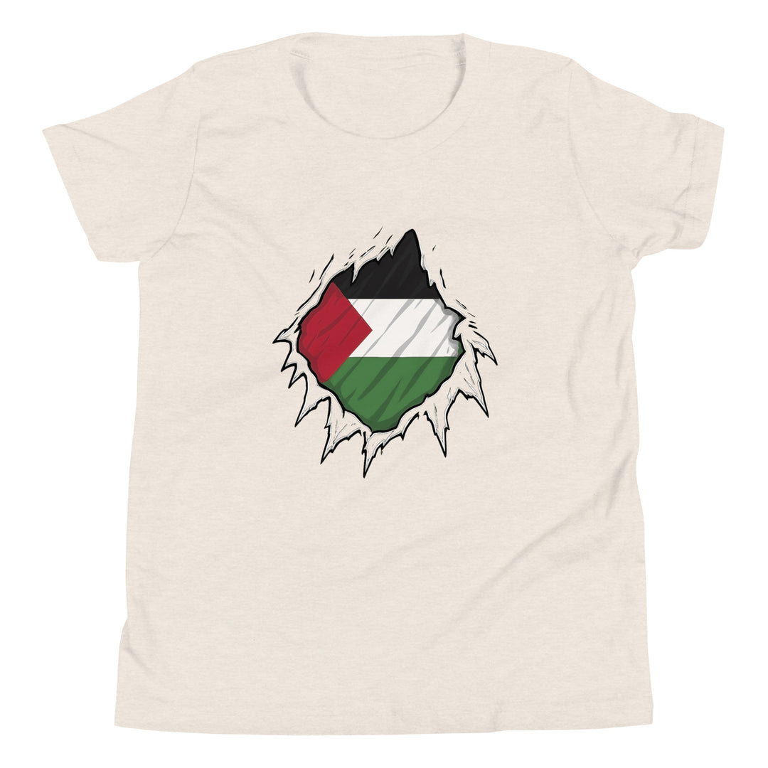 Palestine Hero - Youth Short Sleeve T-Shirt, Heather Dust