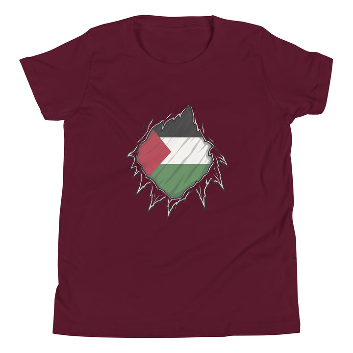 Palestine Hero - Youth Short Sleeve T-Shirt, Maroon