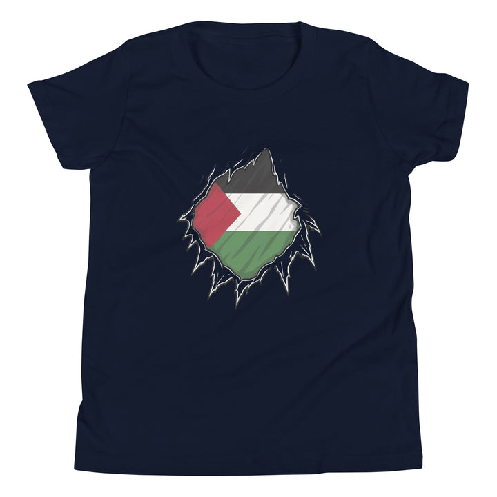 Palestine Hero - Youth Short Sleeve T-Shirt, Navy
