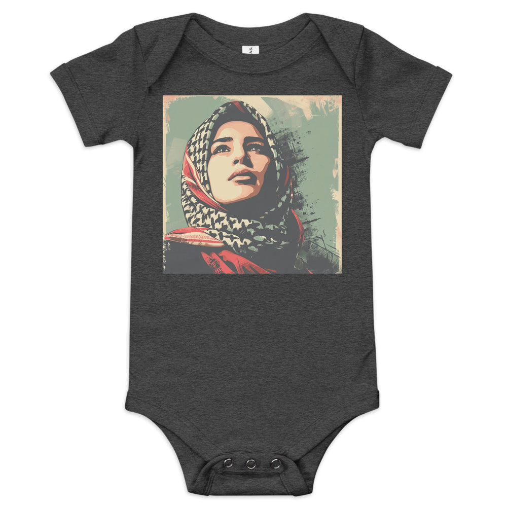 Palestine Hope - Baby Short Sleeve One Piece, Dark Grey Heather