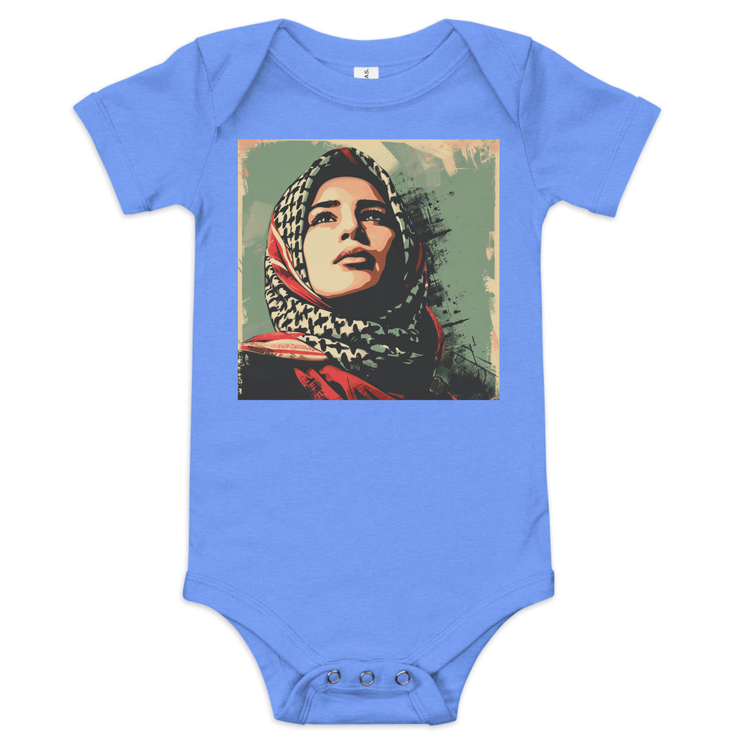Palestine Hope - Baby Short Sleeve One Piece, Heather Columbia Blue