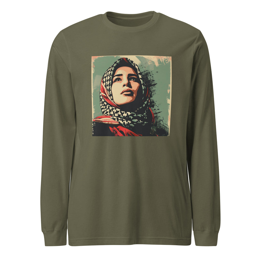 Palestine Hope - Men’s Long Sleeve Shirt, Military Green