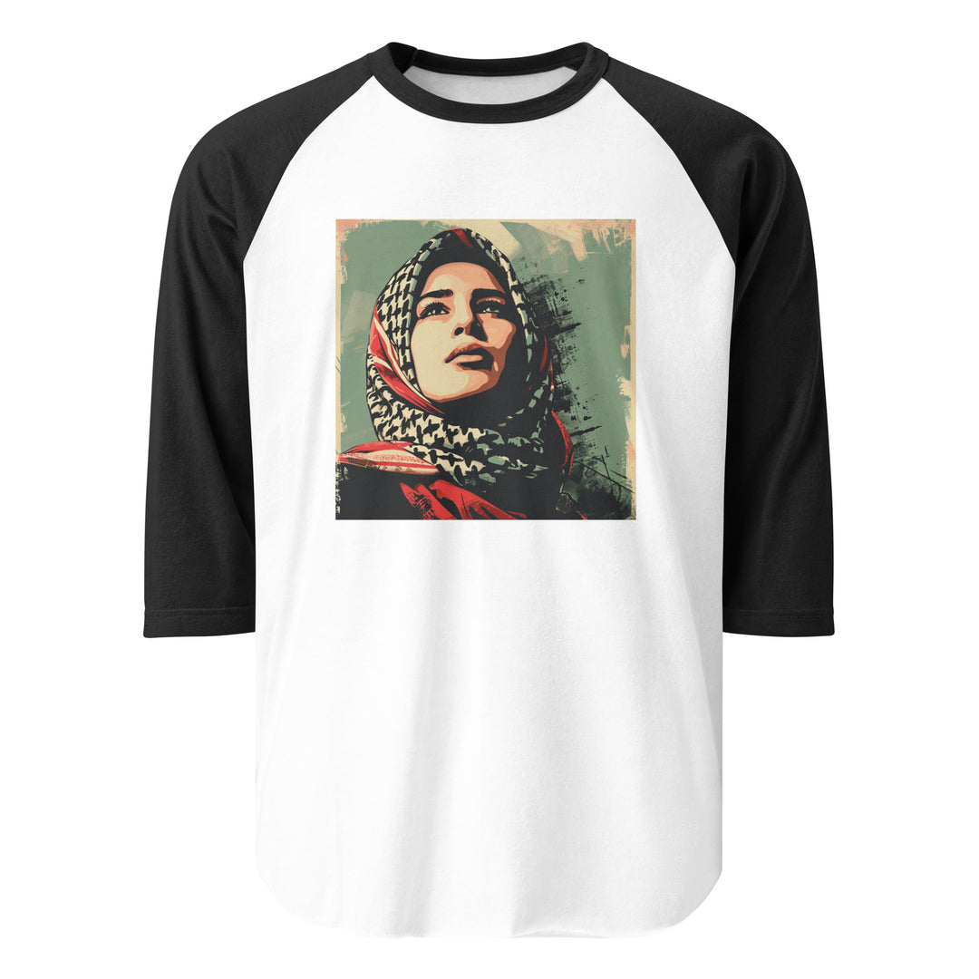 Palestine Hope - Men’s ¾ Sleeve Raglan Shirt, 34 Sleeve Raglan Shirt White Black