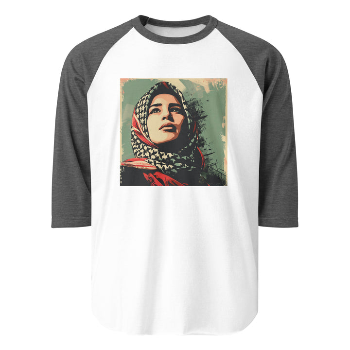 Palestine Hope - Men’s ¾ Sleeve Raglan Shirt, 34 Sleeve Raglan Shirt White Heather Charcoal