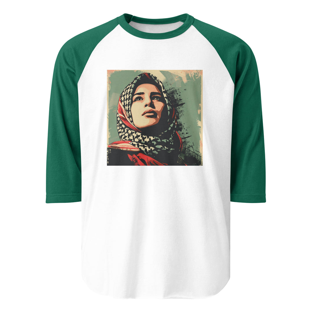 Palestine Hope - Men’s ¾ Sleeve Raglan Shirt, 34 Sleeve Raglan Shirt White Kelly