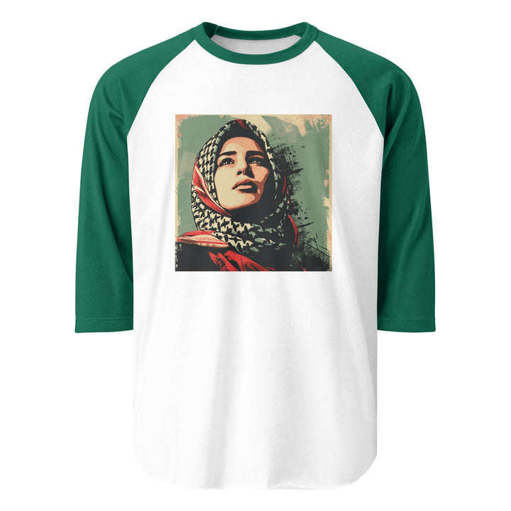 Palestine Hope - Men’s ¾ Sleeve Raglan Shirt, 34 Sleeve Raglan Shirt White Kelly
