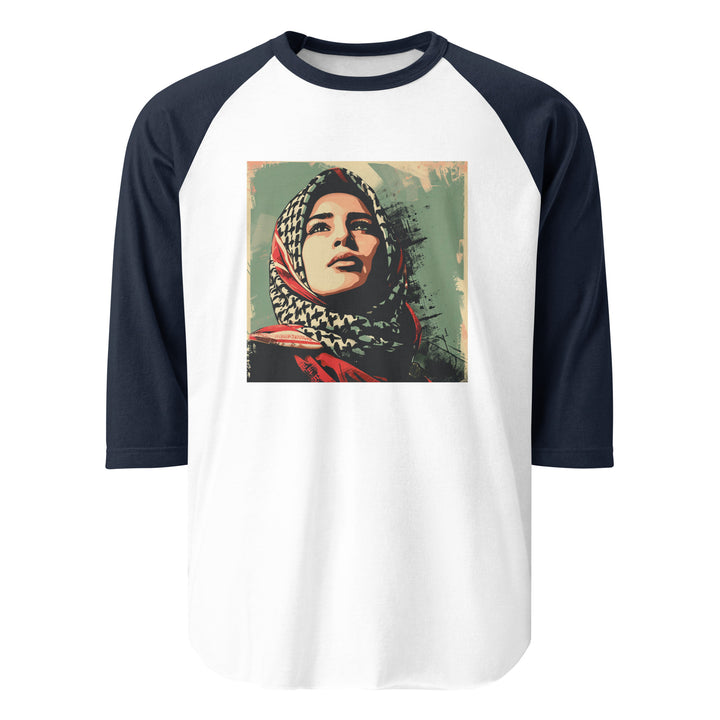 Palestine Hope - Men’s ¾ Sleeve Raglan Shirt, 34 Sleeve Raglan Shirt White Navy