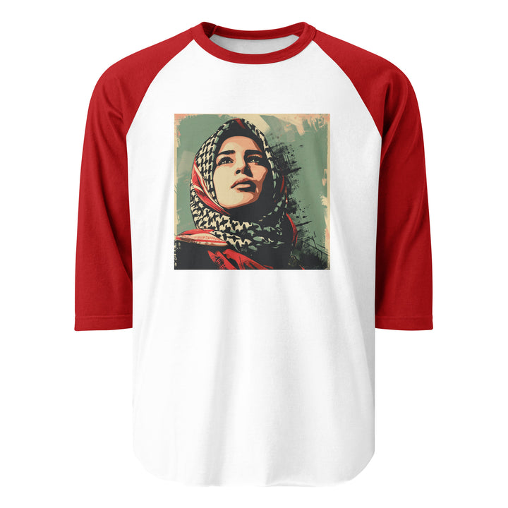 Palestine Hope - Men’s ¾ Sleeve Raglan Shirt, 34 Sleeve Raglan Shirt White Red