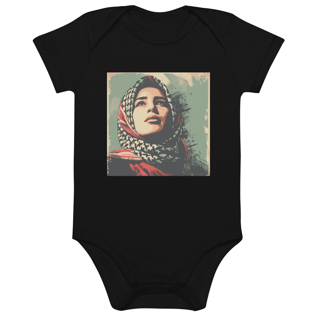 Palestine Hope - Organic Cotton Baby Bodysuit, Cotton Baby Bodysuit Black