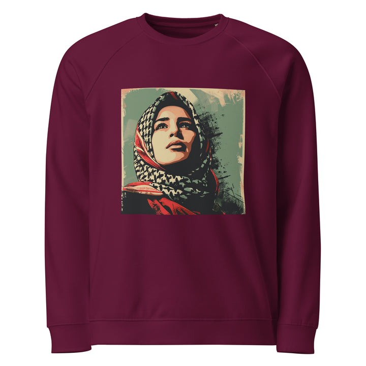 Palestine Hope - Women’s Organic Raglan Sweatshirt, Burgundy