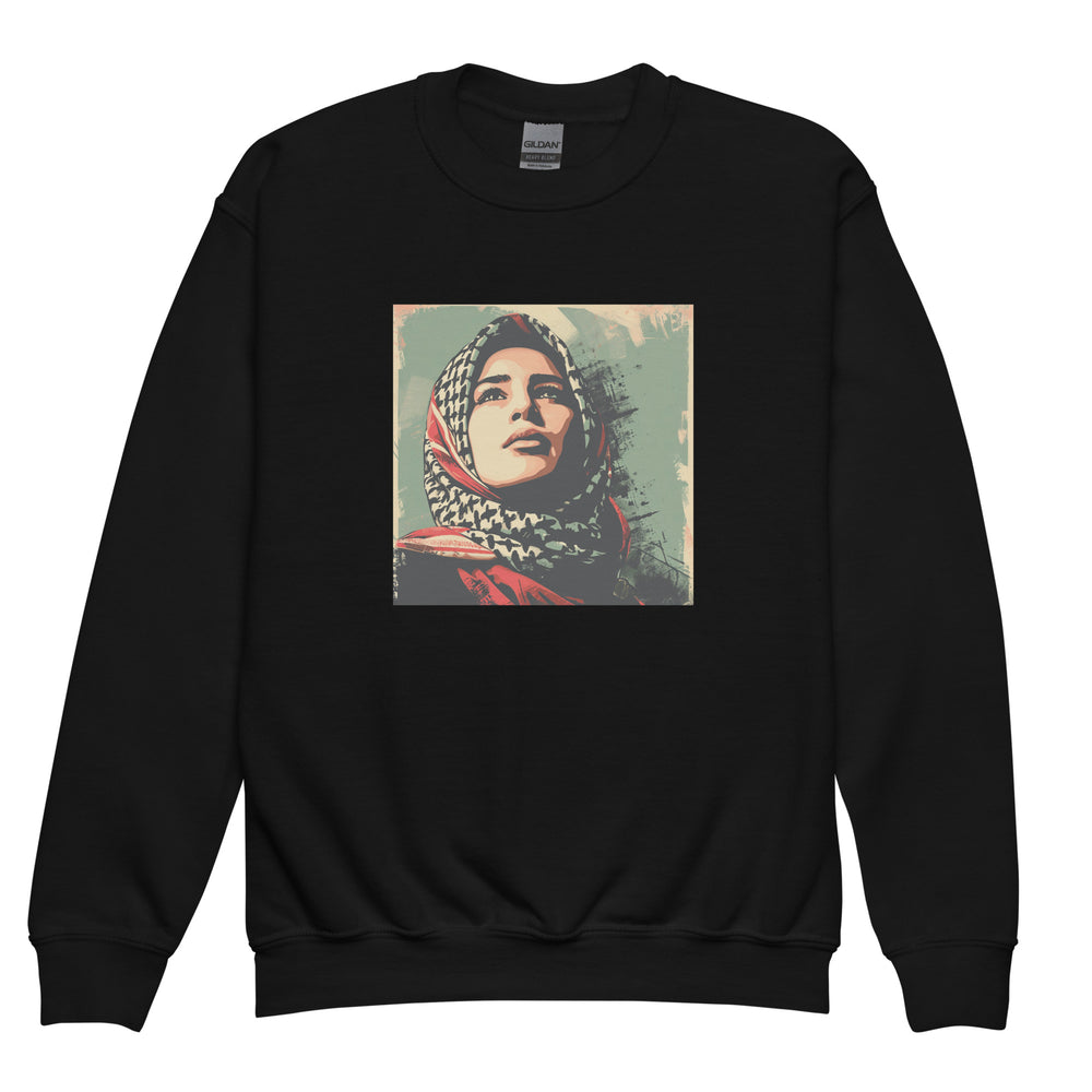 Palestine Hope - Youth Crewneck Sweatshirt, Black