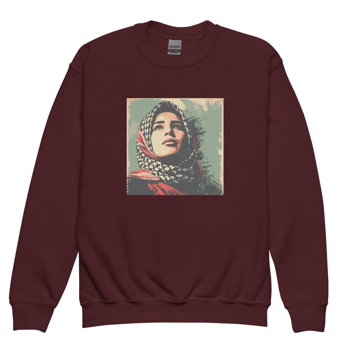 Palestine Hope - Youth Crewneck Sweatshirt, Maroon