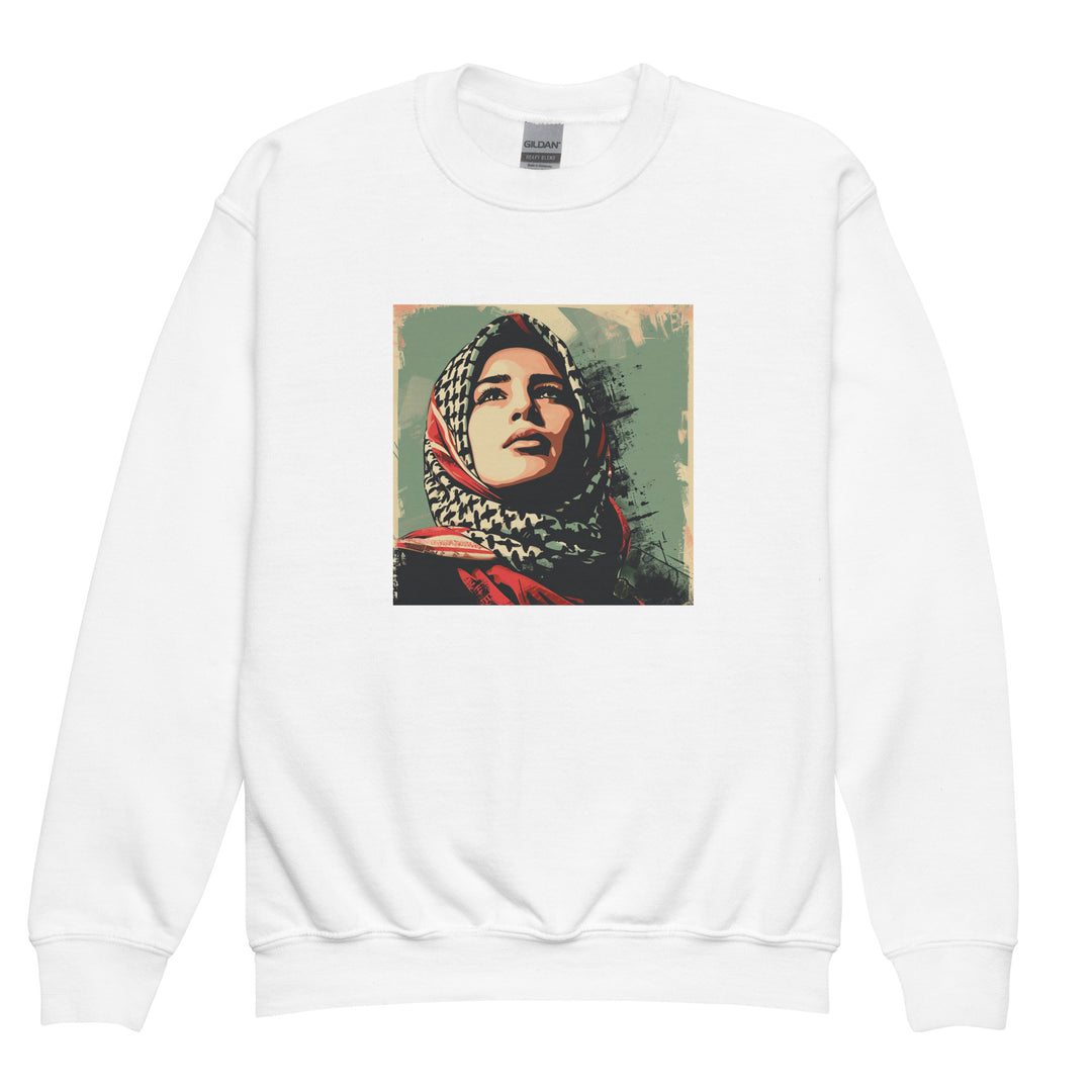 Palestine Hope - Youth Crewneck Sweatshirt, White