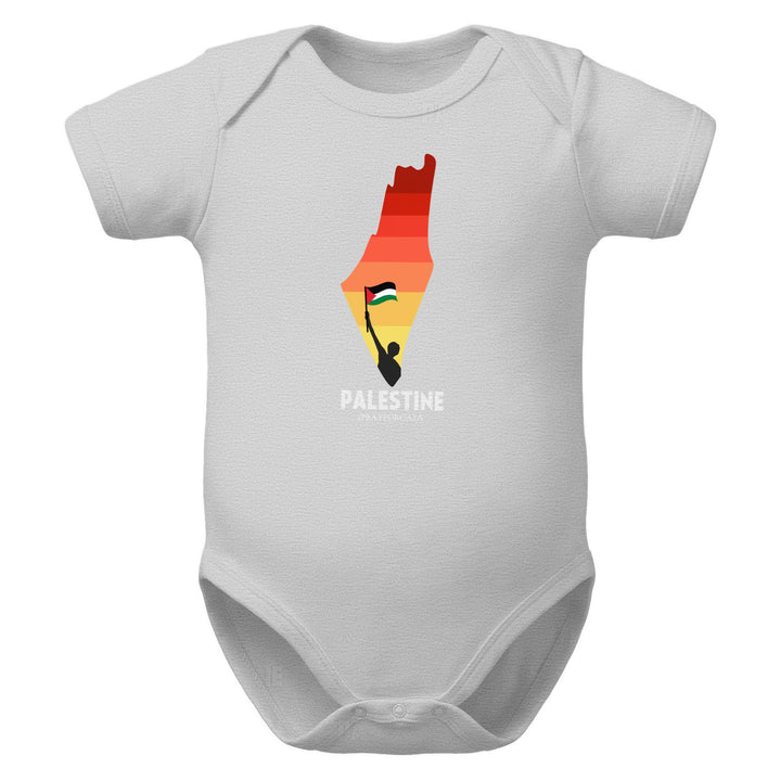 Palestine Map - Baby Short Sleeve One Piece, Heather