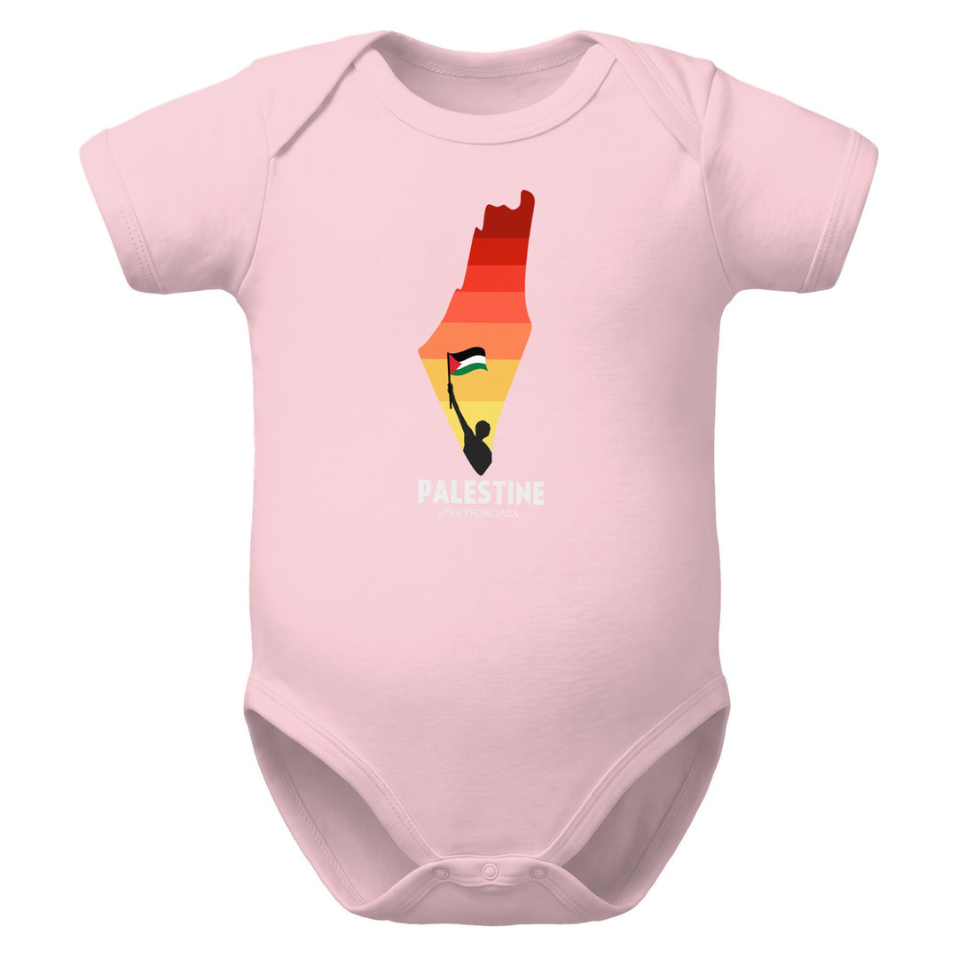 Palestine Map - Baby Short Sleeve One Piece, Pink