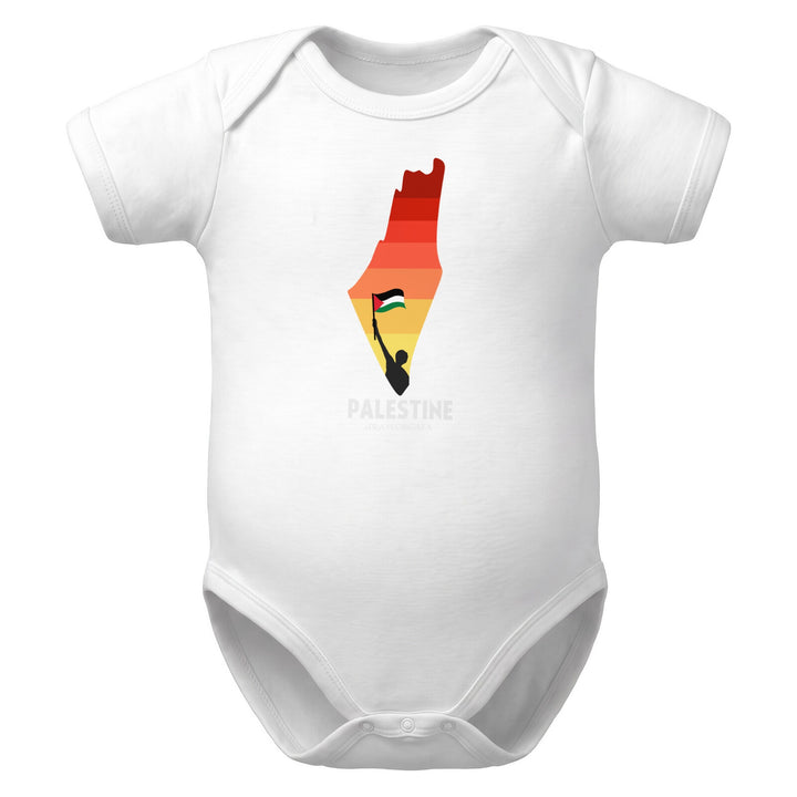 Palestine Map - Baby Short Sleeve One Piece, White